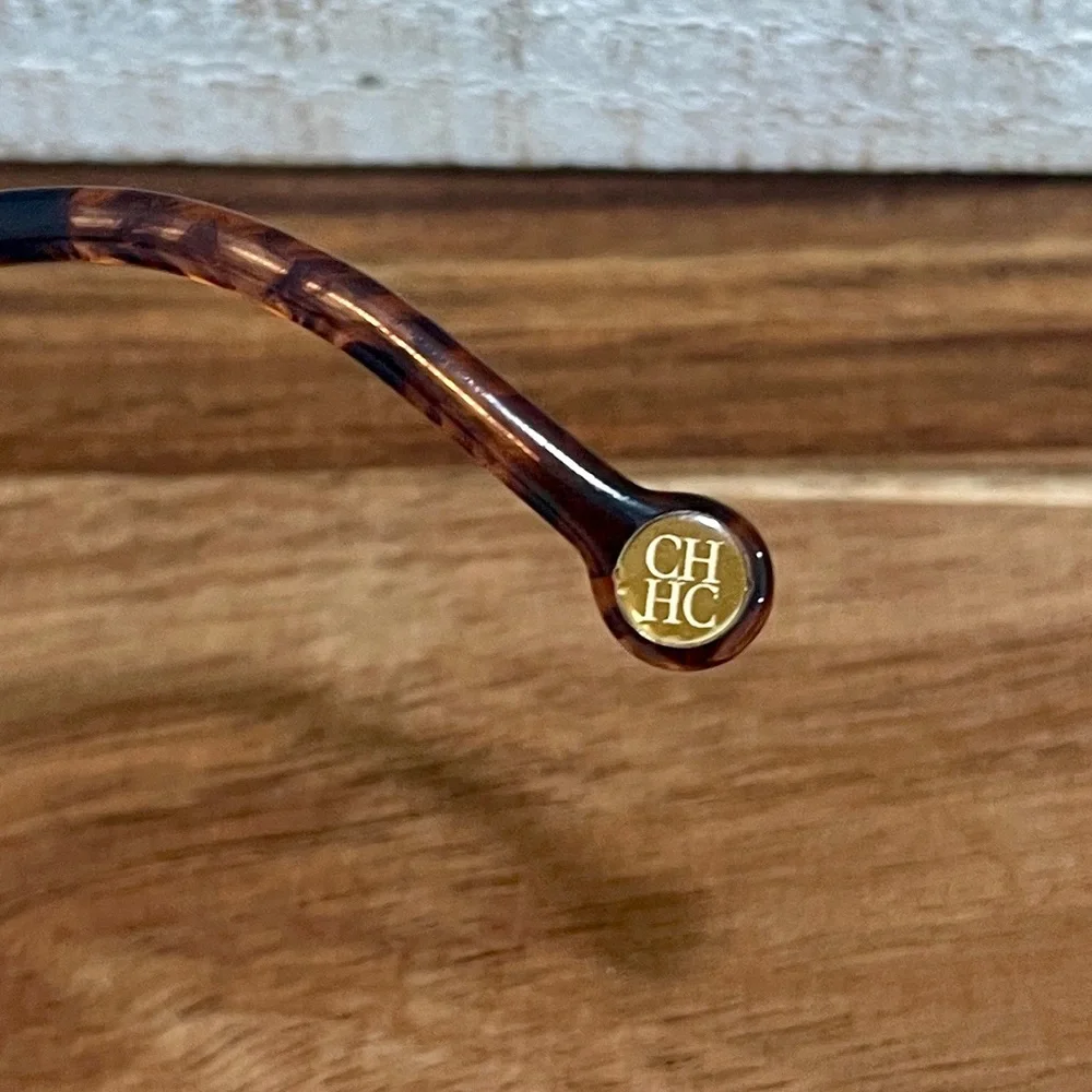 CAROLINA HERRERA VHE125K Gold Brown Pink Tortoise Square Metal FRAMES  54-15-135